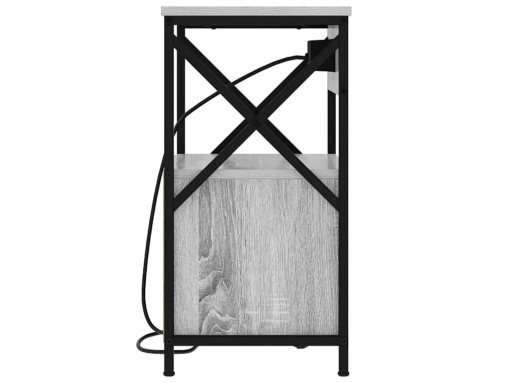Cabinete de Noche con Estación de Carga con cajón Gris sonoma