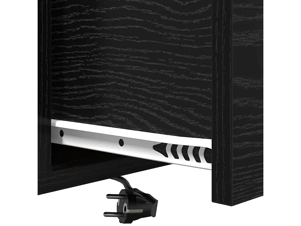 Cabinete de Noche con Estación de Carga con cajón Roble negro