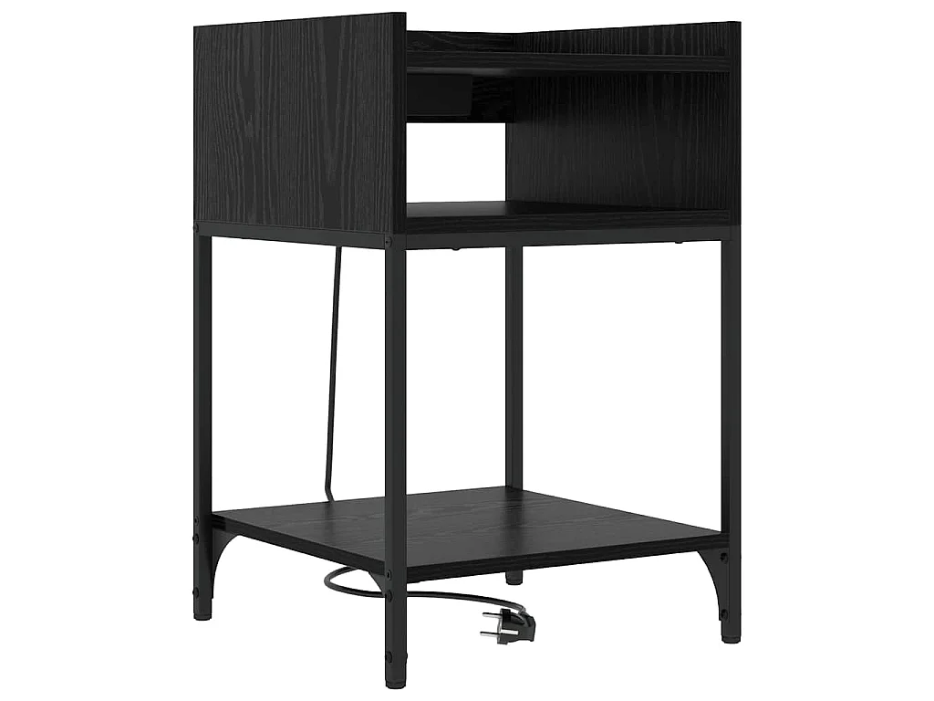 Mesa de Noche Roble negro 40 x 40 x 61 cm Madera contrachapada