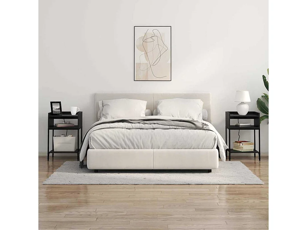 Mesa de Noche Roble negro 40 x 40 x 61 cm Madera contrachapada
