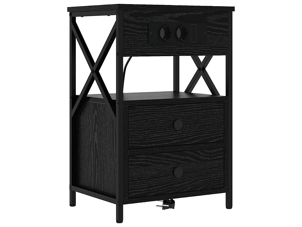 Armario de Noche con cajón 2 piezas Roble negro 40 x 31 x 60 cm