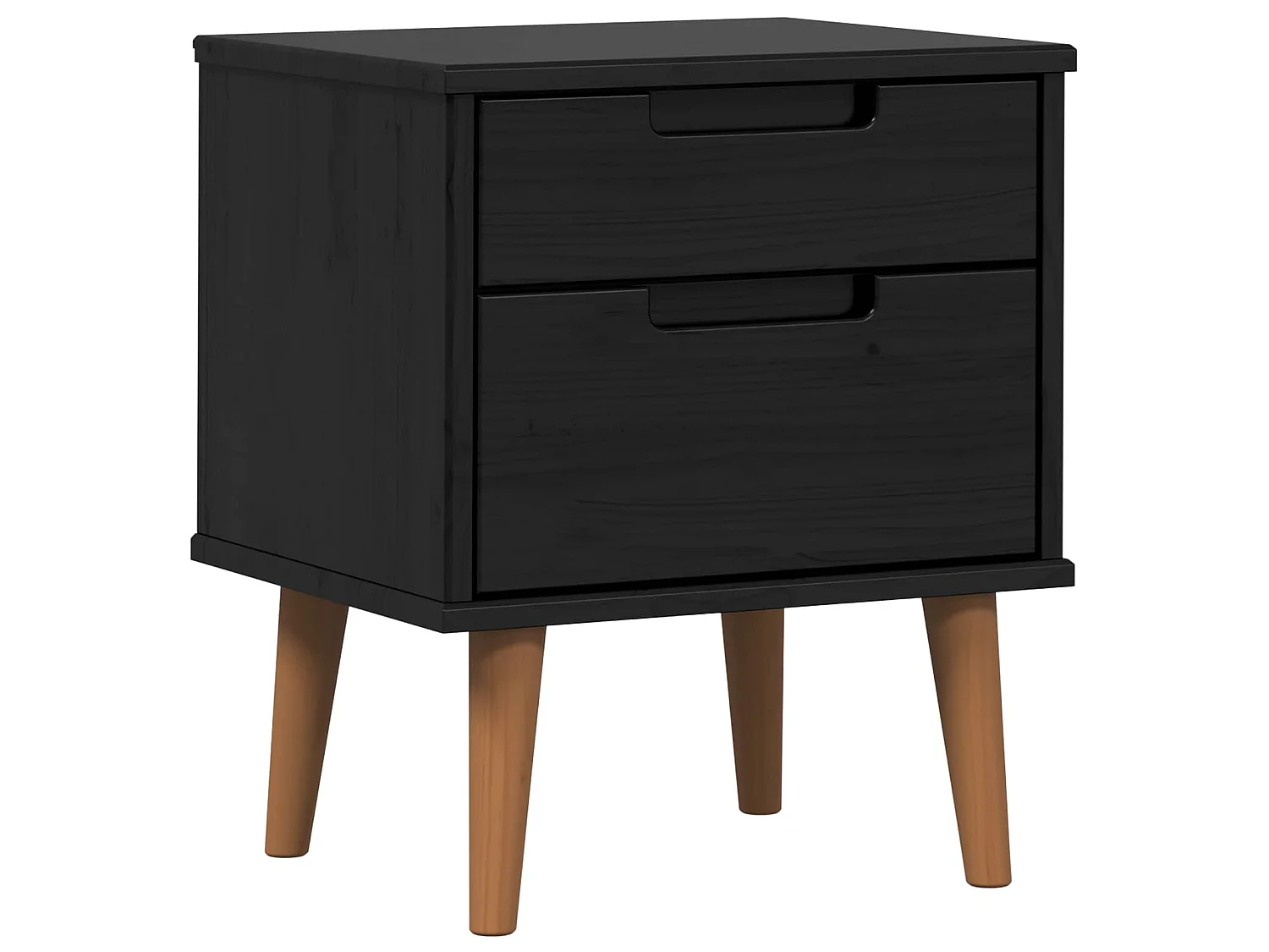 Table de chevet avec tiroir Noir 40 x 35 x 48 cm Pin massif