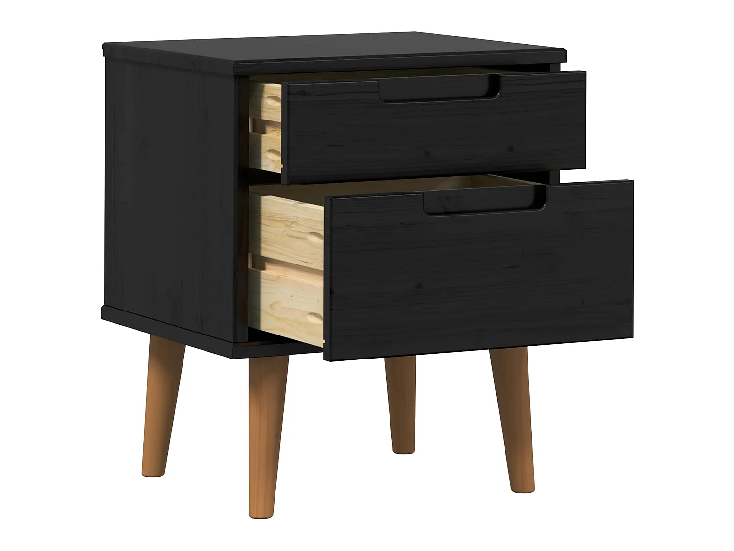 Table de chevet avec tiroir Noir 40 x 35 x 48 cm Pin massif