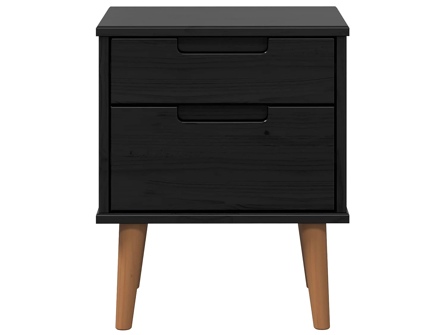 Table de chevet avec tiroir Noir 40 x 35 x 48 cm Pin massif