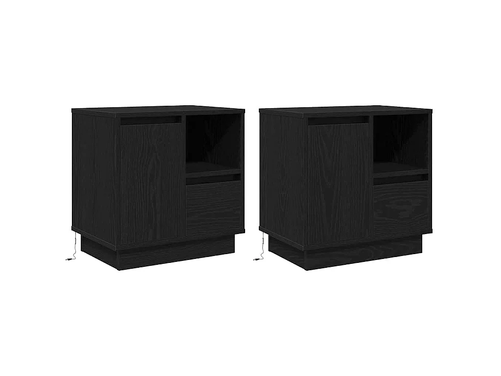 Armario de Noche con cajón con 2 piezas Negro 50 x 34.5 x 50 cm.