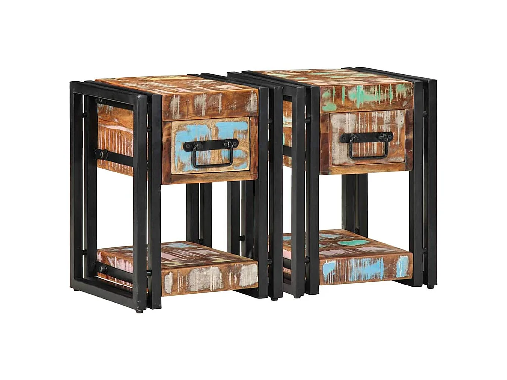 Table de chevet avec tiroir 2 pièces Multicolore 30 x 30 x 40 cm