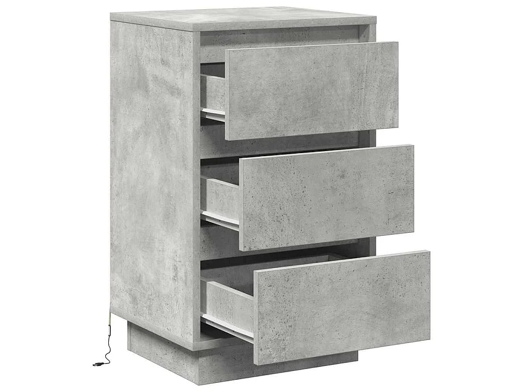 Armario de Noche con cajón con Gris Concreto 39 x 34.5 x 65 cm