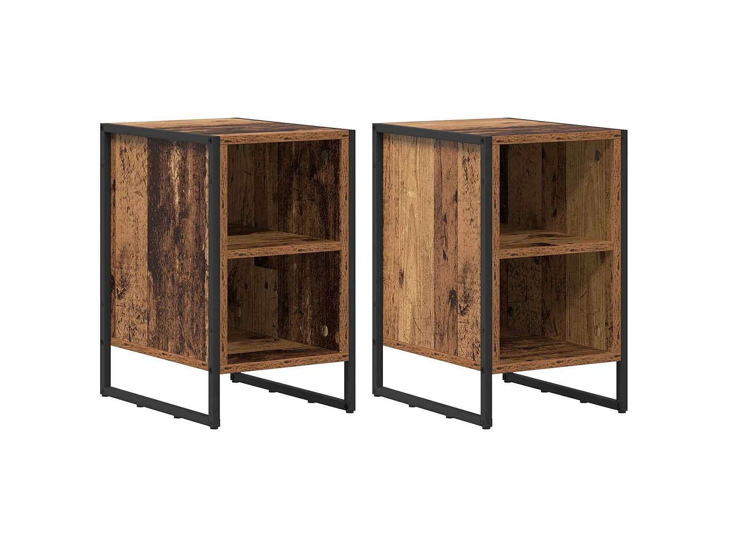 Mesa de Noche 2 piezas Madera Vieja 39.5 x 30 x 50 cm