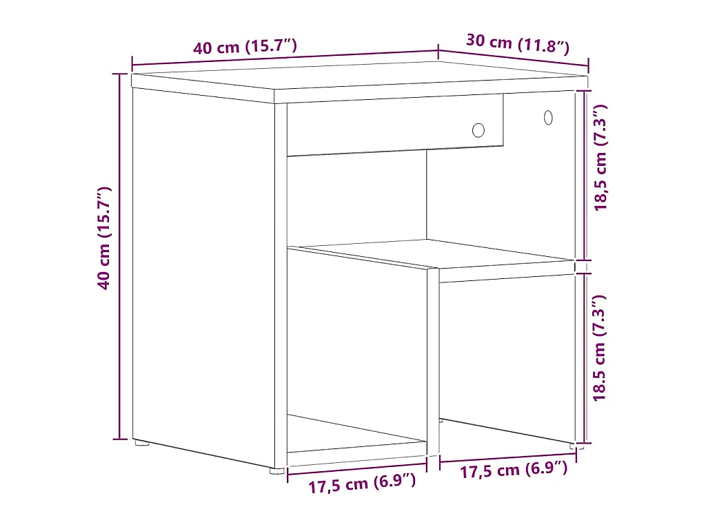 Table de chevet Chêne noir 40 x 30 x 40 cm Bois d'ingénierie