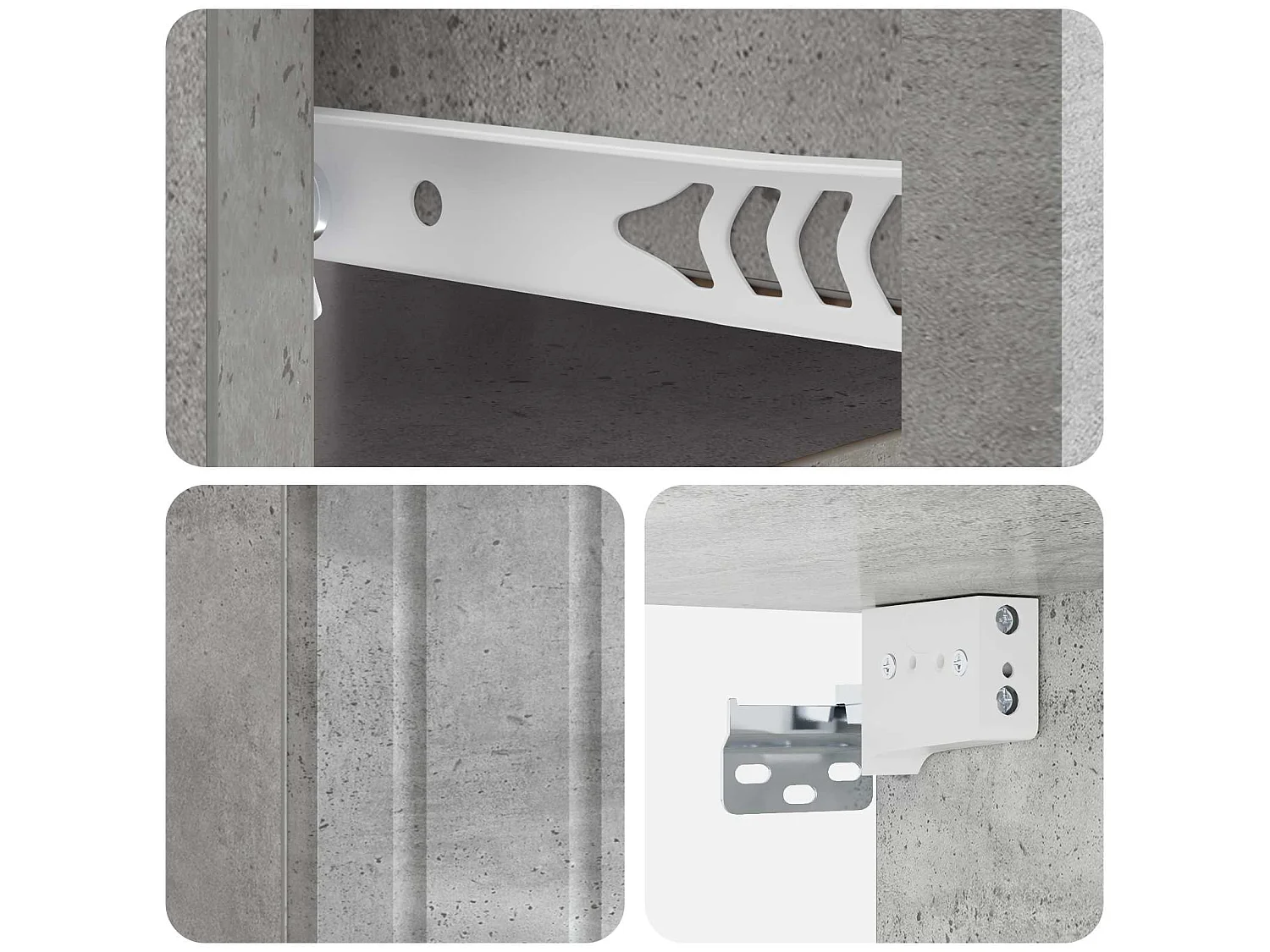 Table de chevet mural Gris béton 33 x 34,5 x 24 cm