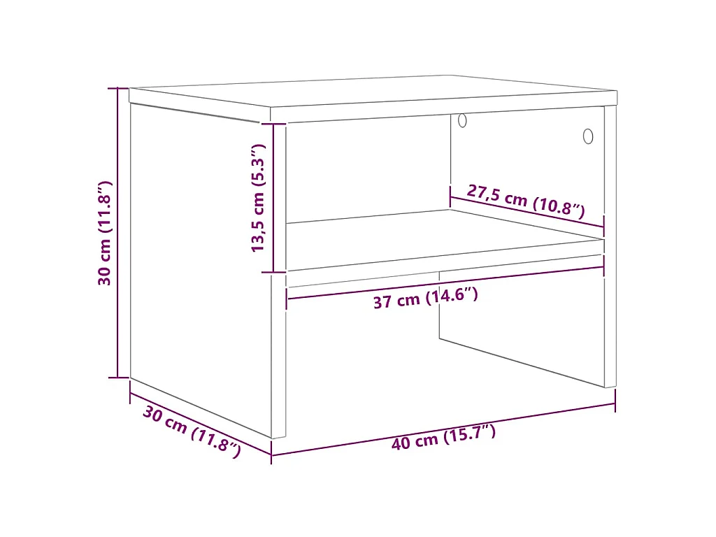 Table de chevet chêne artisanal 40 x 40 x 30 cm