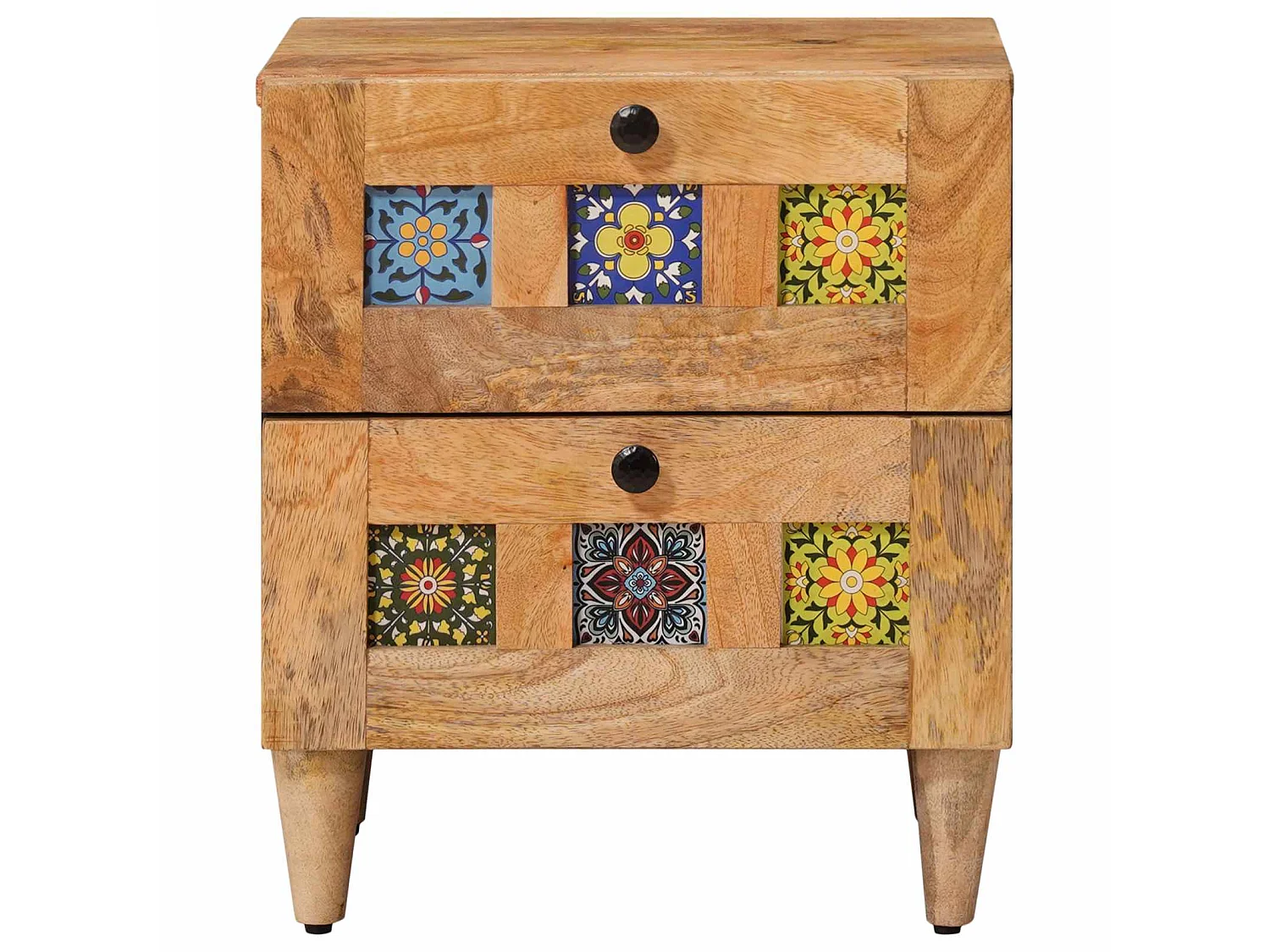 Armario de Noche con cajón 2 piezas Natural 40 x 33,5 x 46 cm