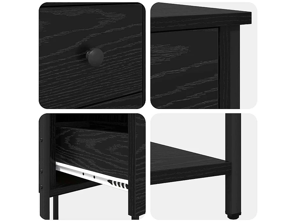 Armario de Noche con cajón 2 piezas Roble negro 32 x 42 x 70 cm