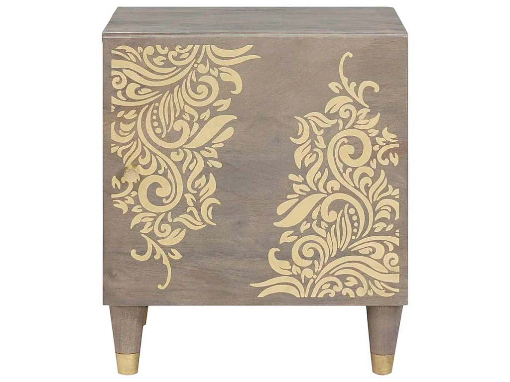 Armario de Noche Gris 40 x 33 x 46 cm madera maciza de mango