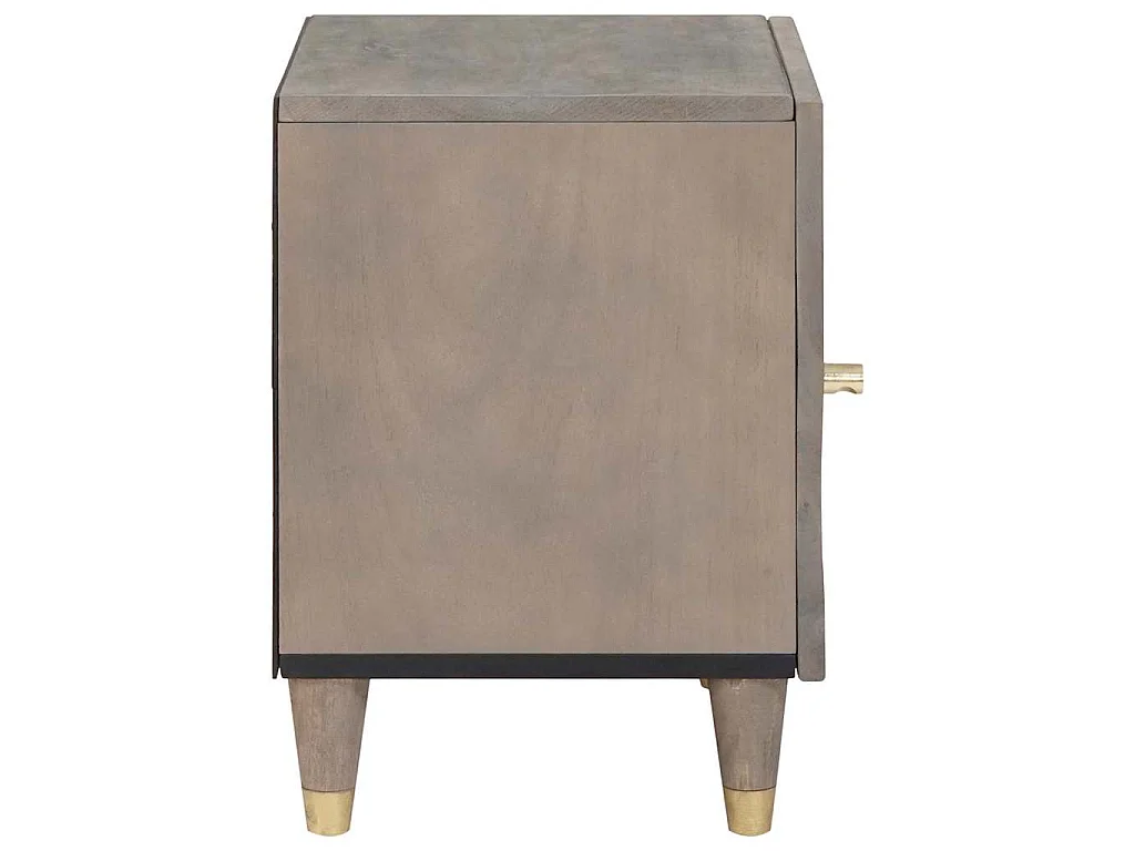 Armario de Noche Gris 40 x 33 x 46 cm madera maciza de mango