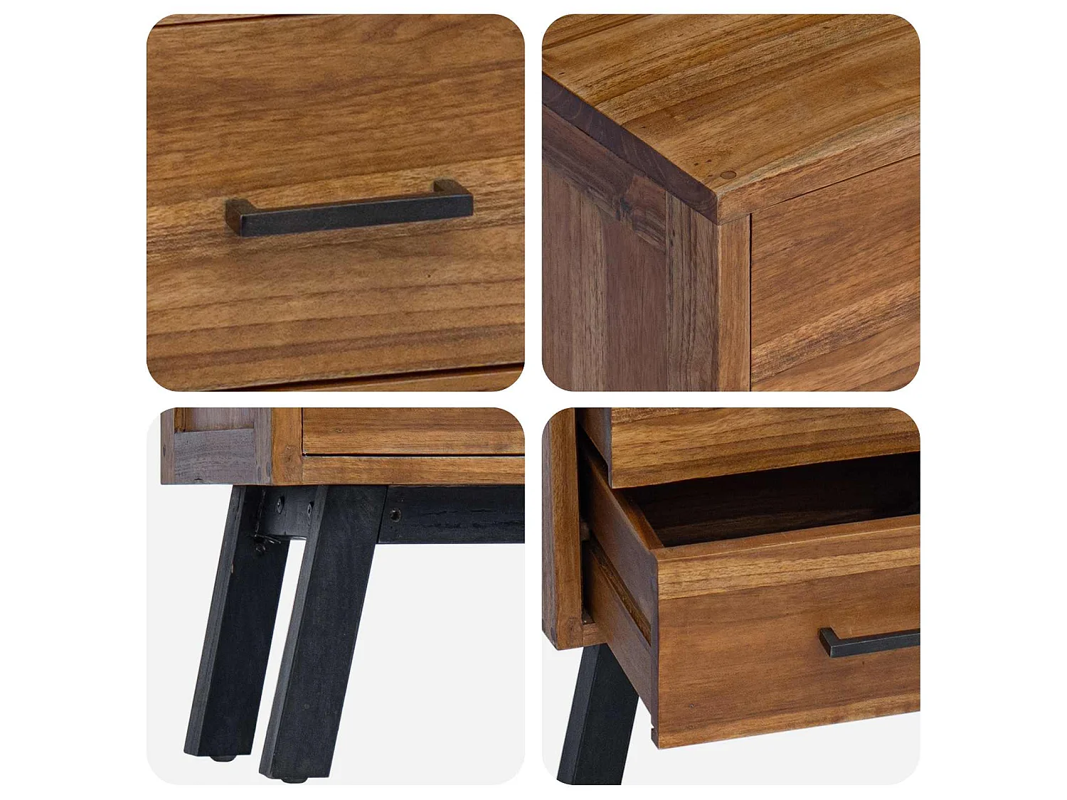 Mesita de Noche Natural 40 x 35 x 55 cm Madera de teca maciza