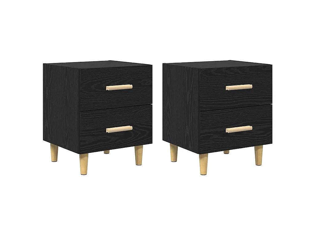 Mueble de cama con cajón 2 piezas Roble negro 40 x 35 x 47.5 cm