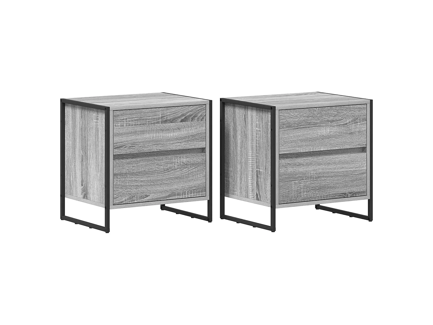 Mesa de Noche con cajón 2 piezas Gris Sonoma 50 x 39.5 x 50 cm