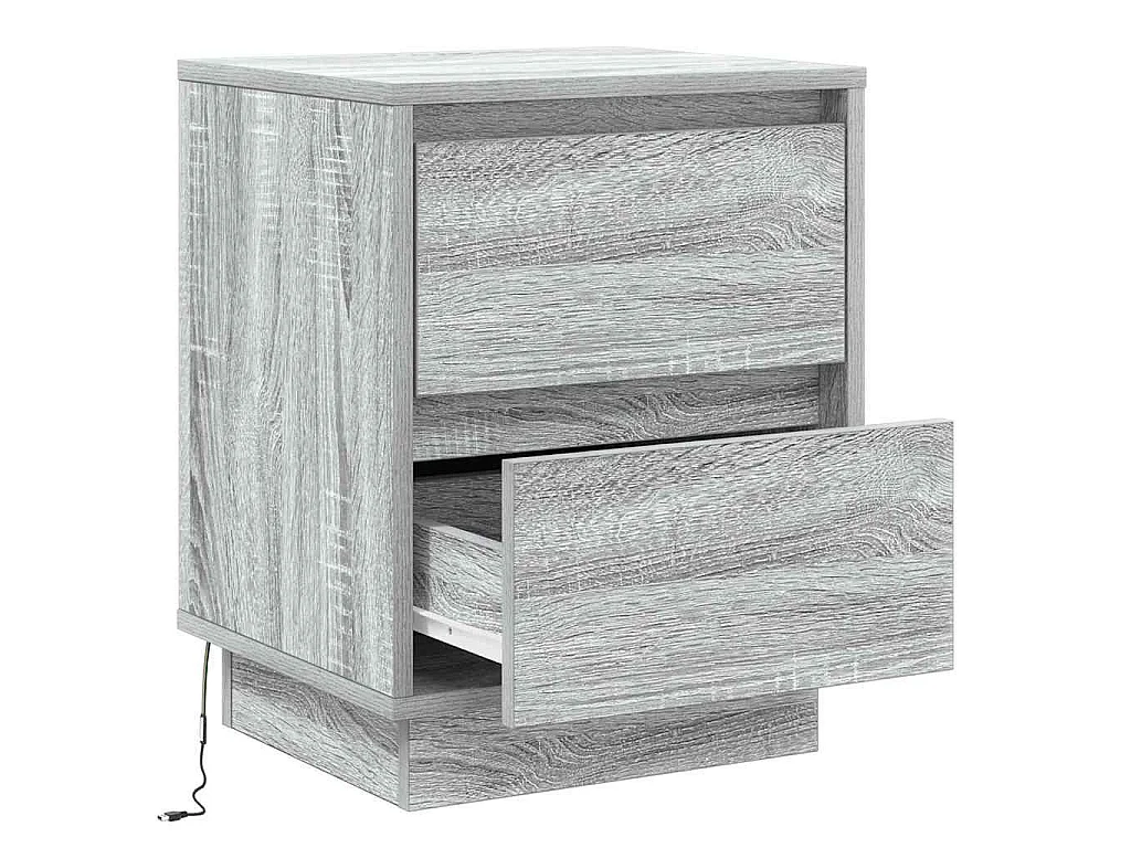 Armario de Noche con cajón con 2 piezas Gris 39 x 34.5 x 50 cm