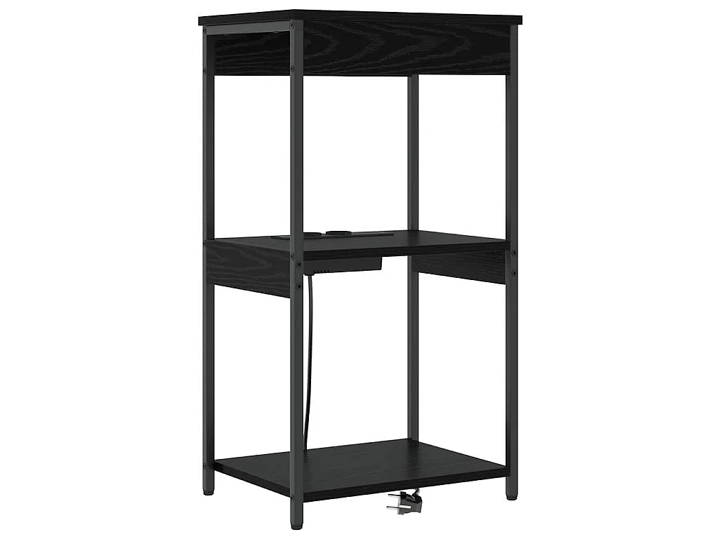 Cabinete de Noche con Estación de Carga con estante Roble negro