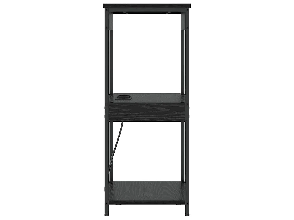 Cabinete de Noche con Estación de Carga con estante Roble negro