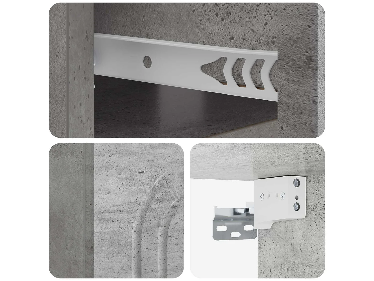 Table de chevet mural Gris béton 49 x 34,5 x 20 cm