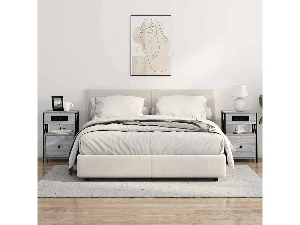 Armario de Noche con cajón 2 piezas Gris sonoma 40 x 31 x 60 cm
