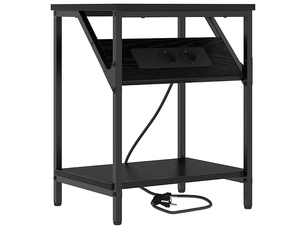 Mesa de Noche Roble negro 38 x 30 x 48 cm Madera contrachapada