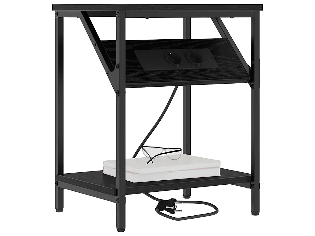 Mesa de Noche Roble negro 38 x 30 x 48 cm Madera contrachapada
