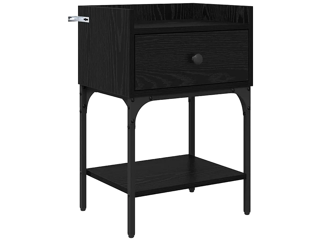 Mesa de Noche Roble negro 40 x 29 x 60 cm Madera contrachapada