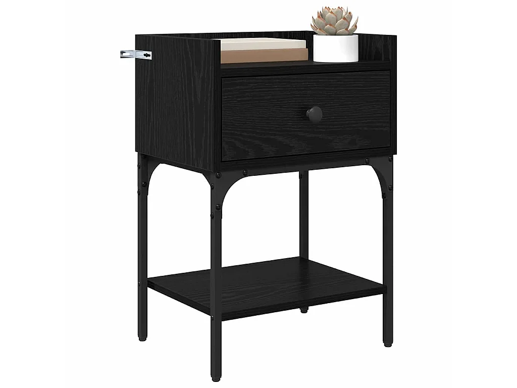 Mesa de Noche Roble negro 40 x 29 x 60 cm Madera contrachapada