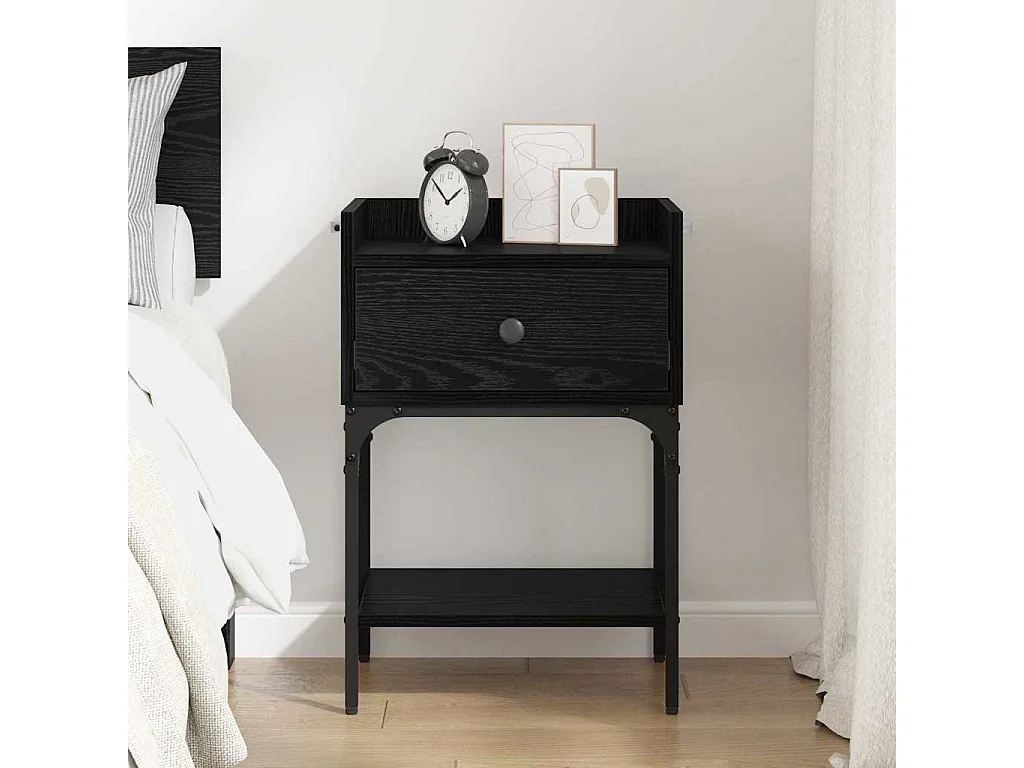 Mesa de Noche Roble negro 40 x 29 x 60 cm Madera contrachapada