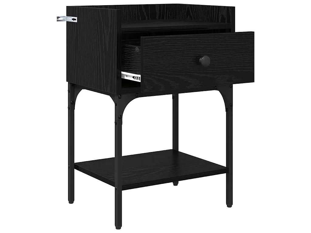 Mesa de Noche Roble negro 40 x 29 x 60 cm Madera contrachapada