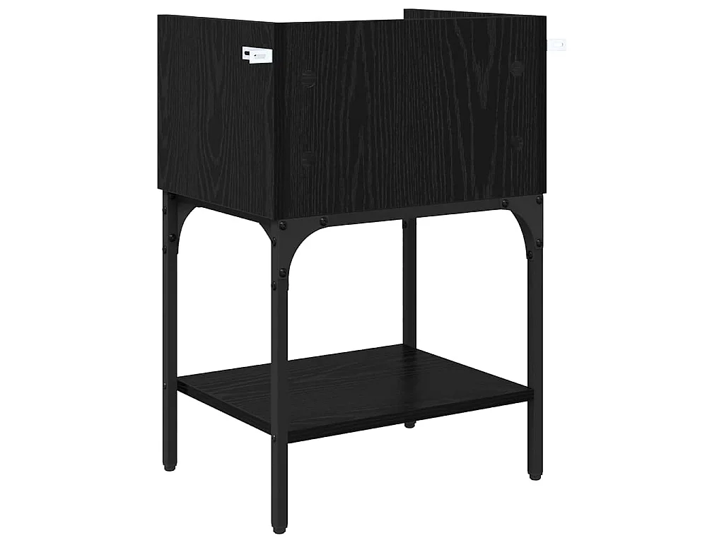 Mesa de Noche Roble negro 40 x 29 x 60 cm Madera contrachapada