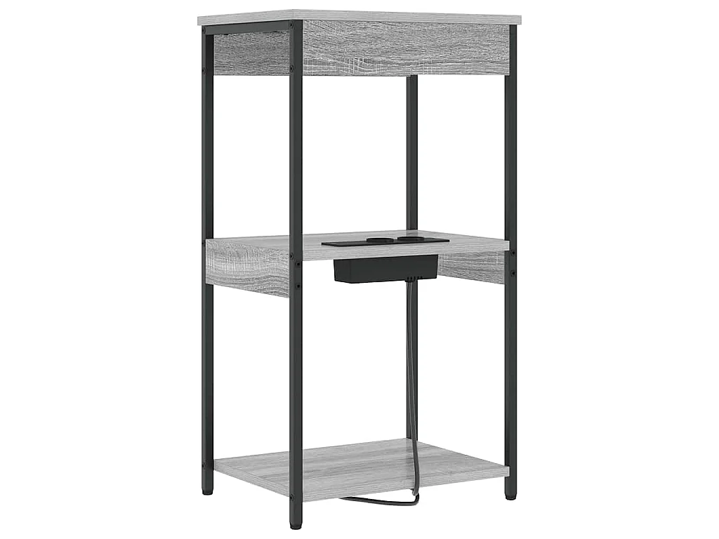 Cabinete de Noche con Estación de Carga con estante Gris sonoma