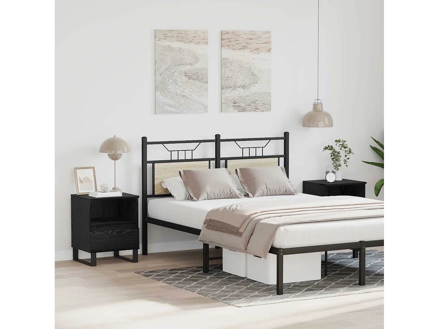 Mueble cama Roble Negro 40 x 35 x 50 cm Madera de ingeniería