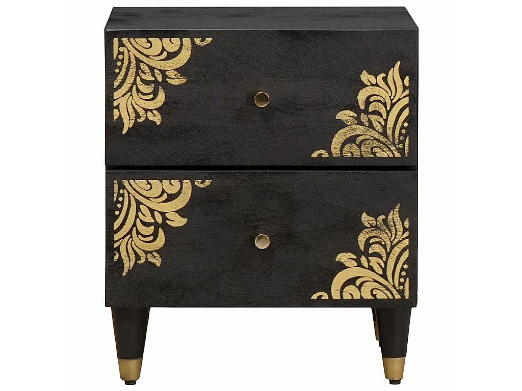 Table de chevet Noir 40 x 33 x 46 cm Bois de mangue massif