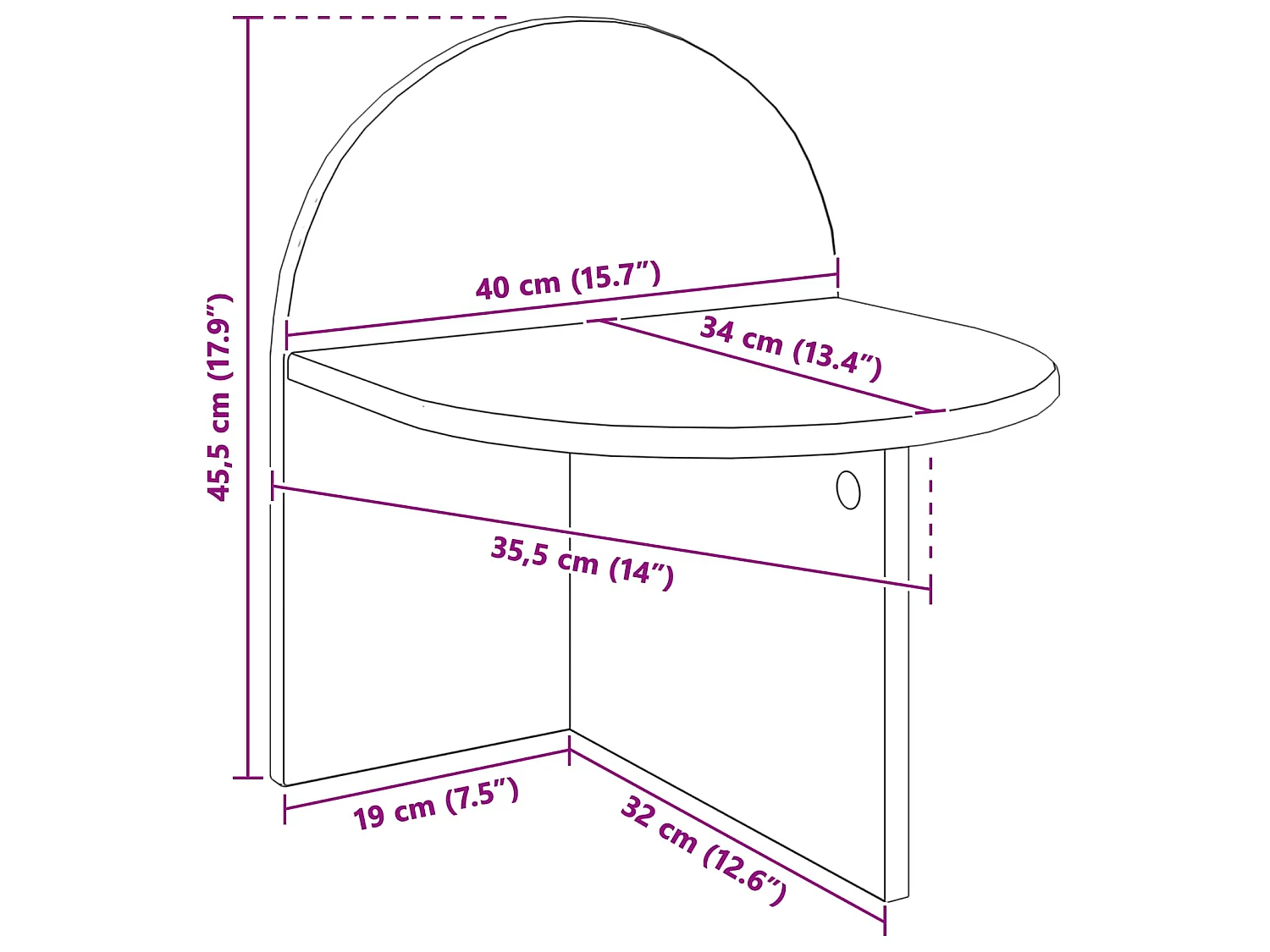 Table de chevet Gris béton 40 x 35,5 x 45,5 cm
