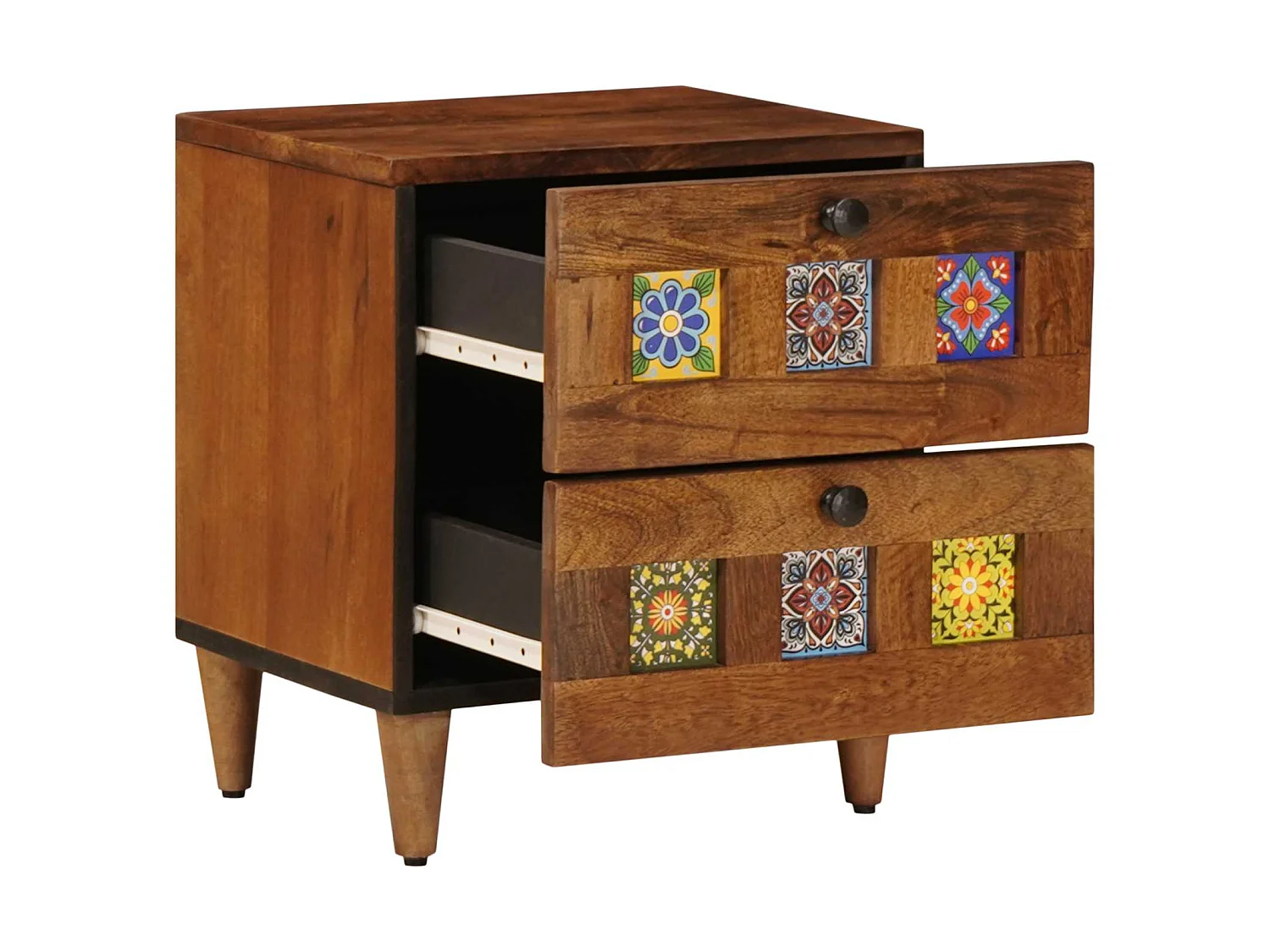 Armario de Noche con cajón 2 piezas Marrón 40 x 33,5 x 46 cm