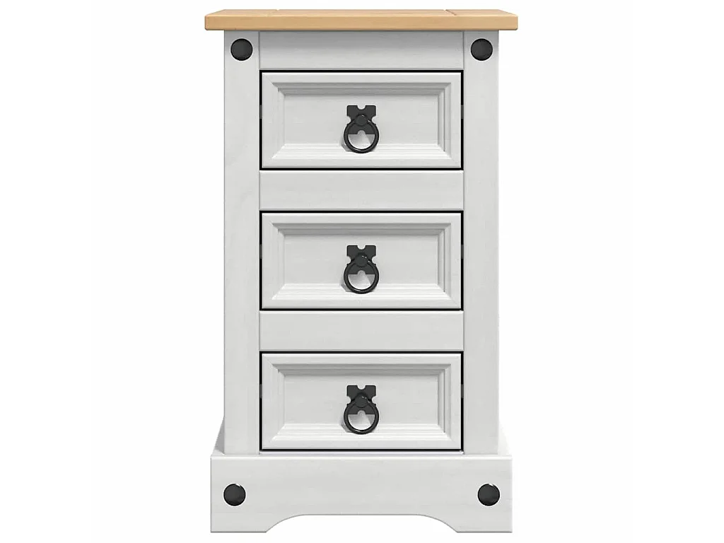 Table de chevet avec tiroir Blanc 35 x 32,5 x 58 cm Pin massif