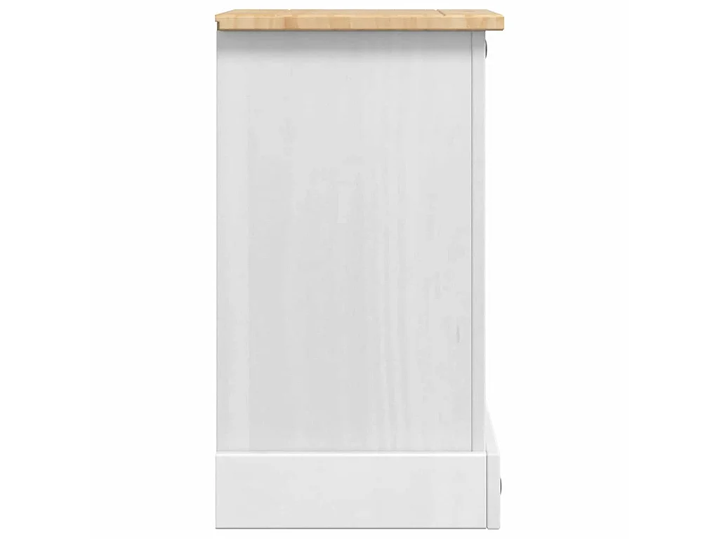 Table de chevet avec tiroir Blanc 35 x 32,5 x 58 cm Pin massif