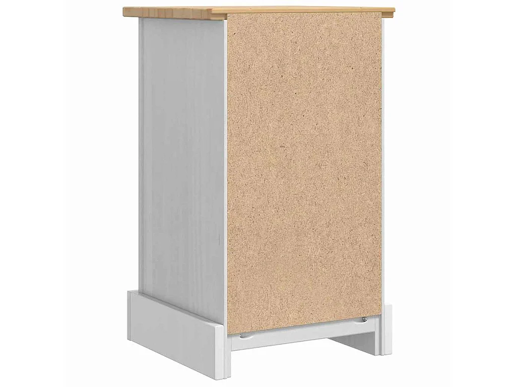 Table de chevet avec tiroir Blanc 35 x 32,5 x 58 cm Pin massif