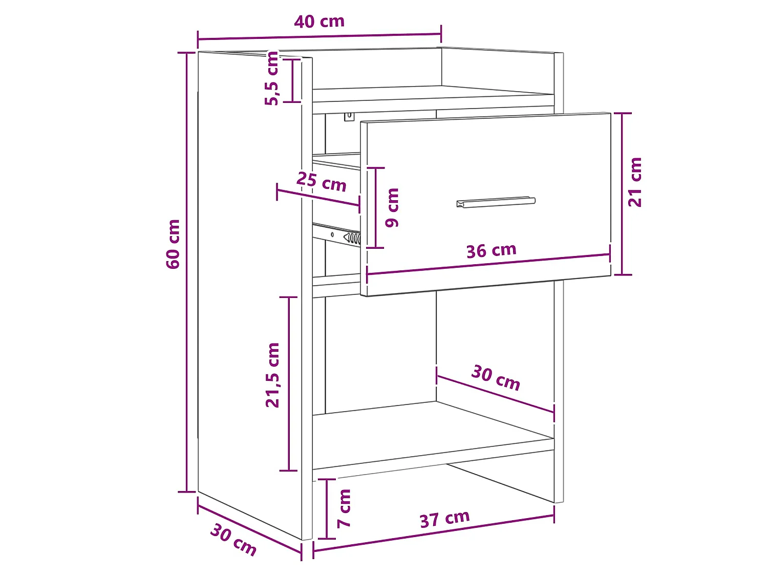 Tables de chevet Chêne noir 40 x 36 x 60 cm Bois d'ingénierie