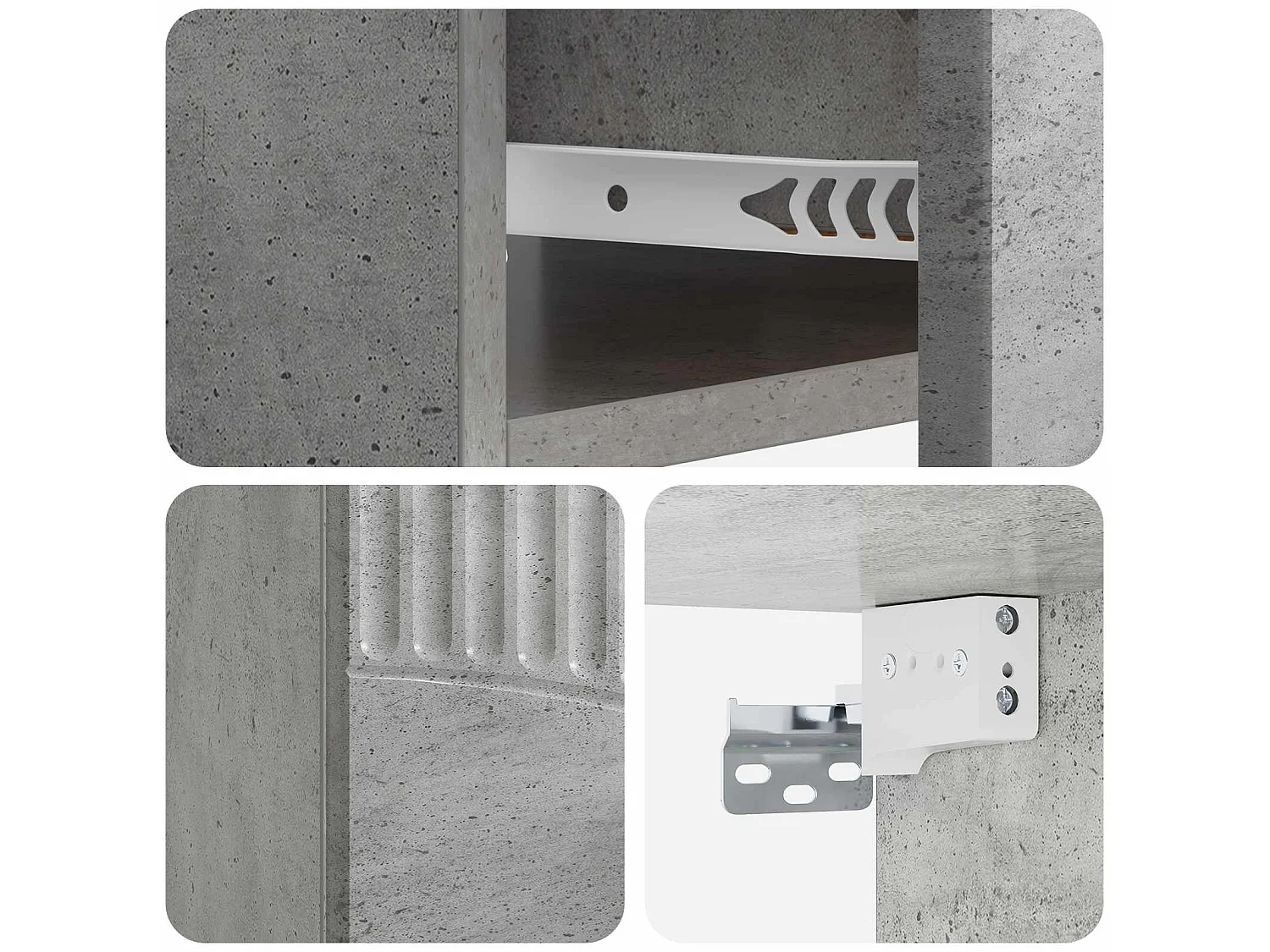 Table de chevet mural Gris béton 49 x 34,5 x 20 cm