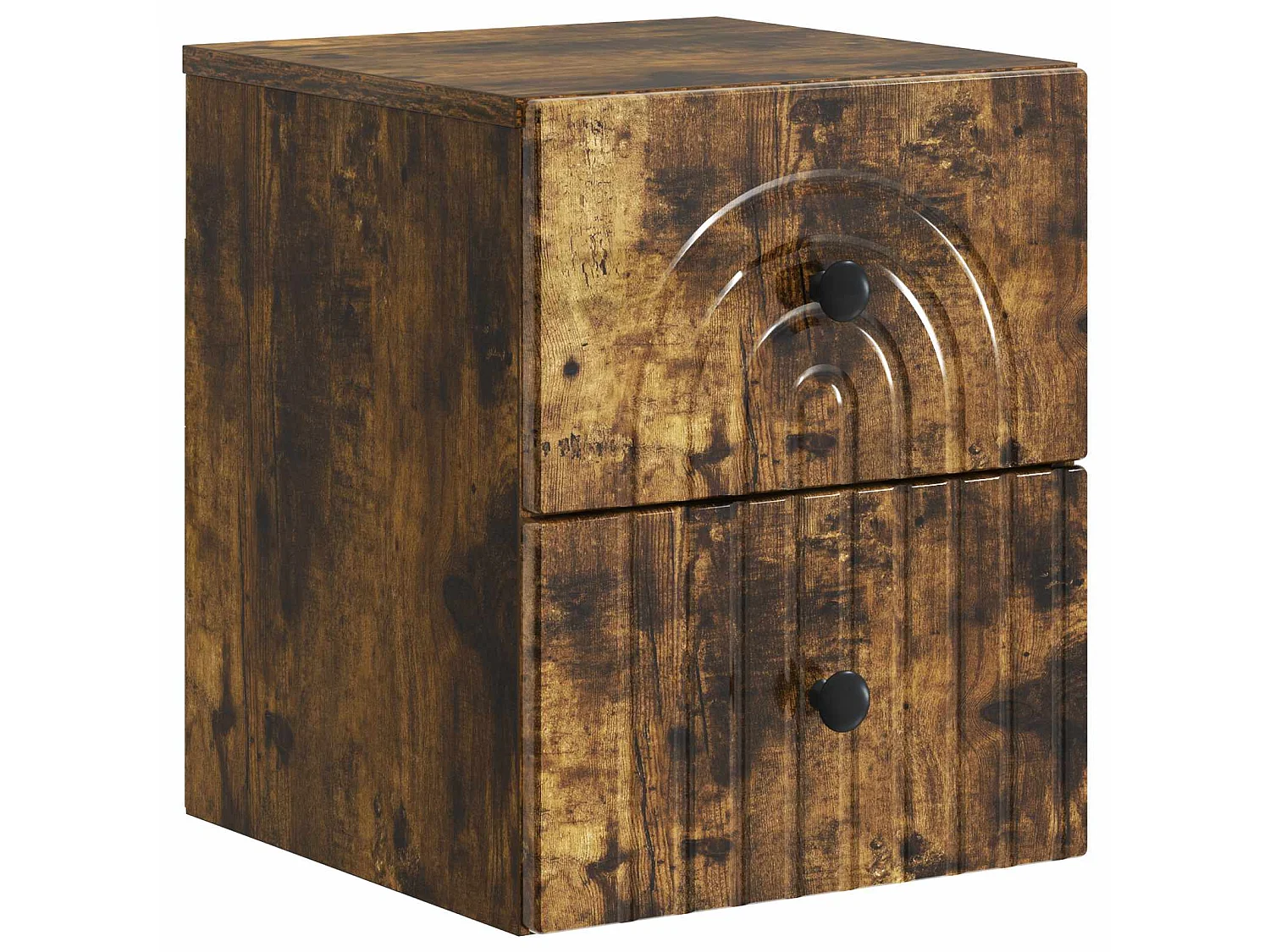 Table de chevet mural 2 pièces Chêne fumé 33 x 34,5 x 40 cm