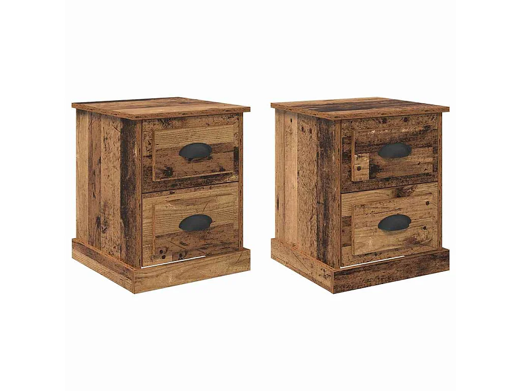 Armario de Noche con cajón 2 piezas Madera vieja 39 x 39 x 47.5 cm