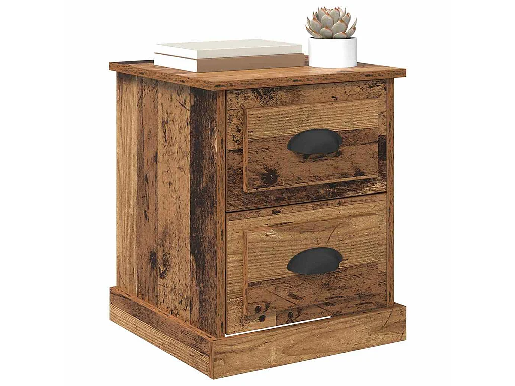 Armario de Noche con cajón 2 piezas Madera vieja 39 x 39 x 47.5 cm