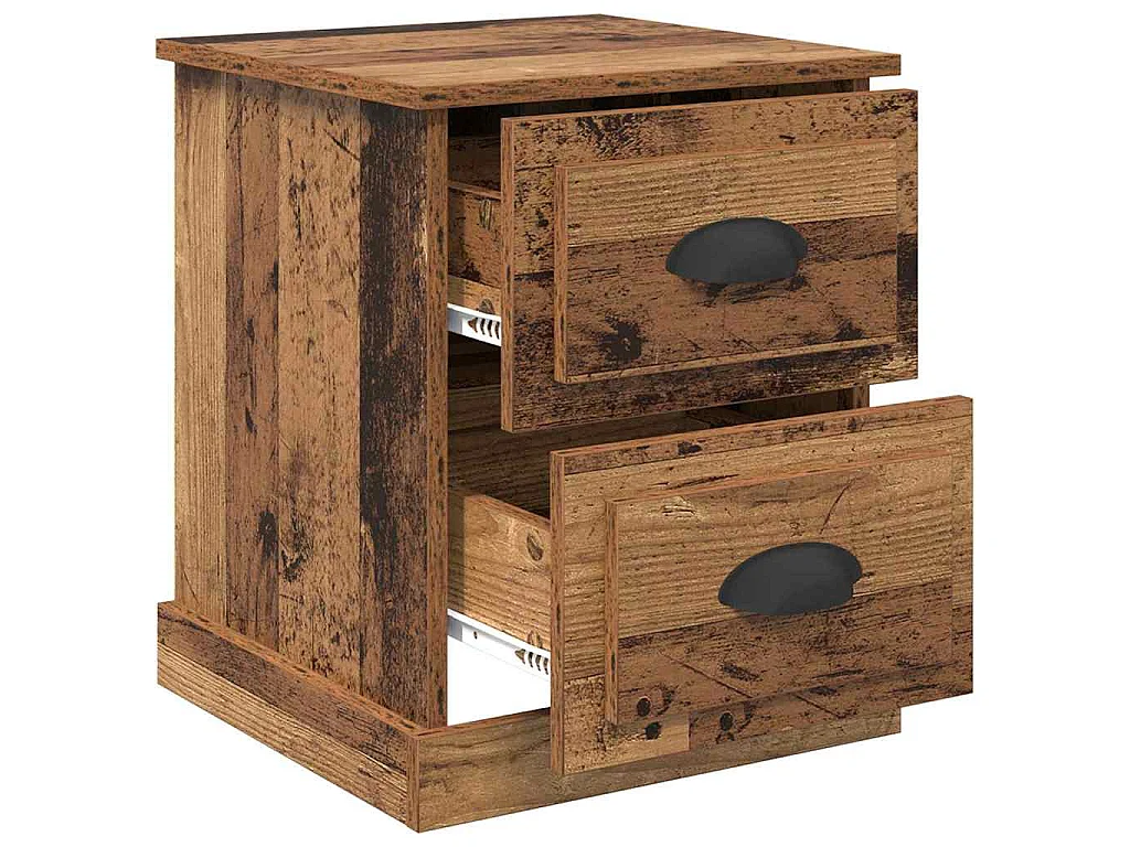 Armario de Noche con cajón 2 piezas Madera vieja 39 x 39 x 47.5 cm