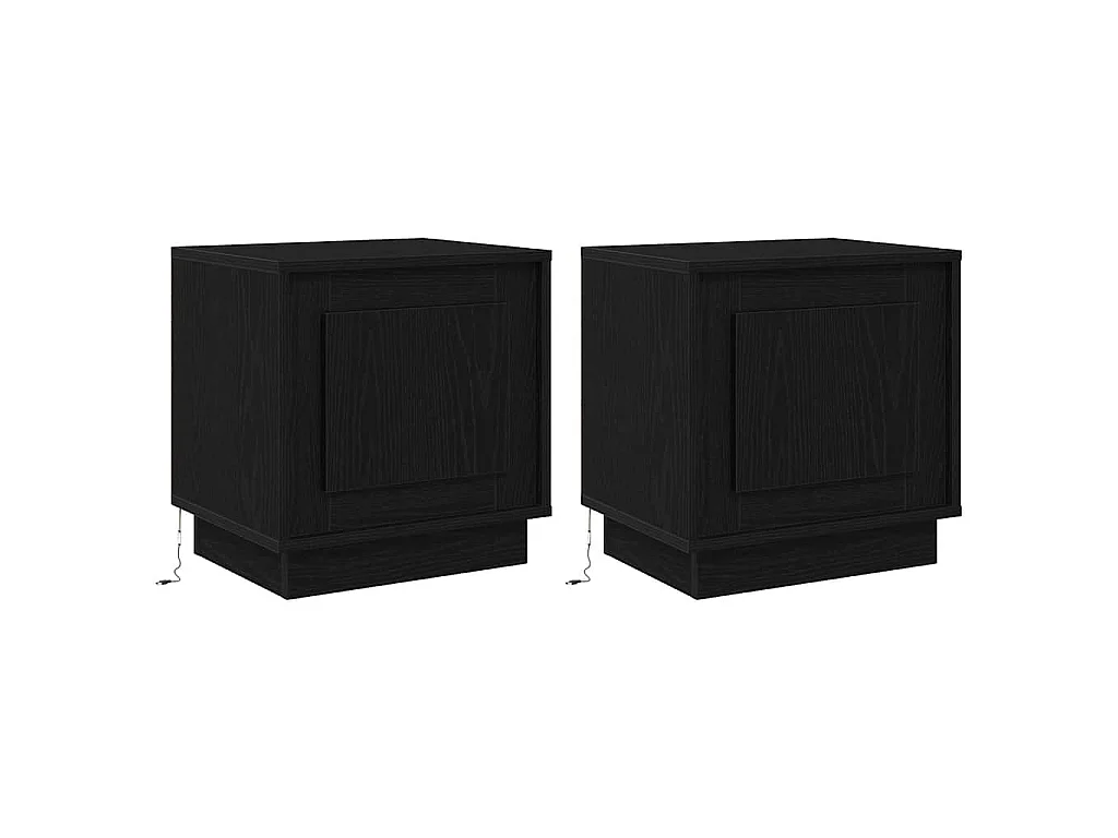 Armario de Noche con 2 piezas Negro 44 x 34.5 x 45 cm