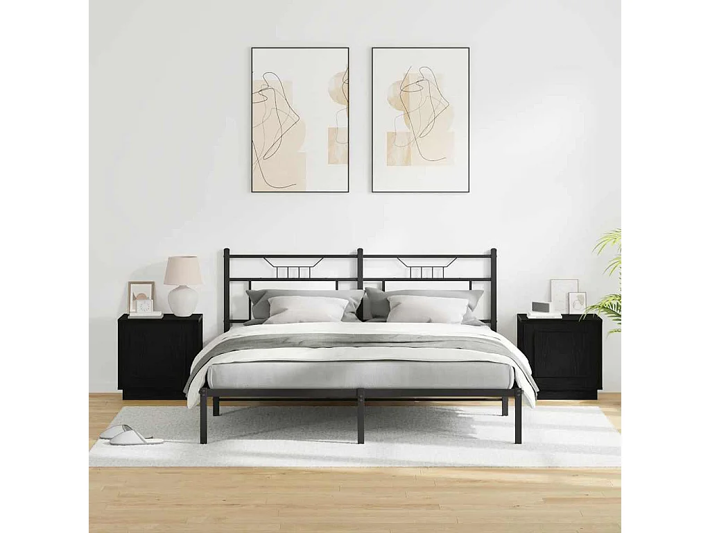 Armario de Noche con 2 piezas Negro 44 x 34.5 x 45 cm